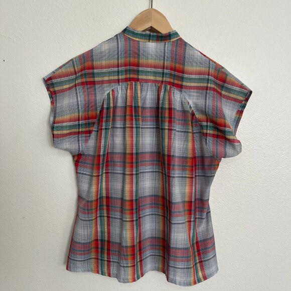R.D. #2 Vintage | Rockabilly Western 70s Cowgirl Shirt Red Plaid, Cap Sleeve, Sm - Picture 4 of 7